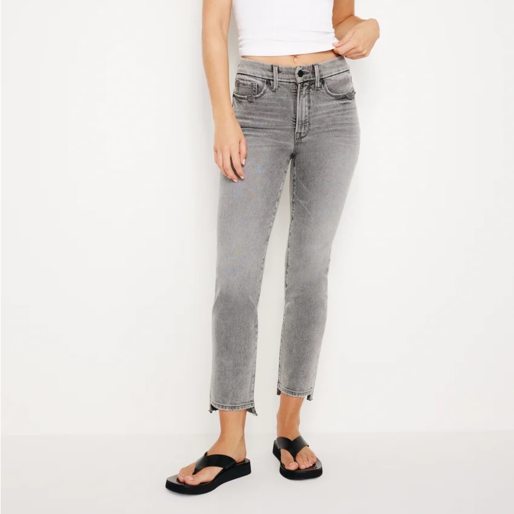 Good American jeans classic slim straight Gray step hem pants womens size 8 / 29